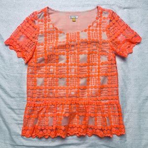 Anthropologie Leifsdottir Orange Dotted Lace Blouse